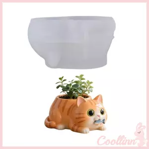 COO Mèo Hình Hộp Đựng Hoa Nhỏ Khuôn Silicon Thủ Công Nhựa Độc Đáo Đồ Trang Trí Sáp Tan Chảy Và Cây Nhỏ Displa