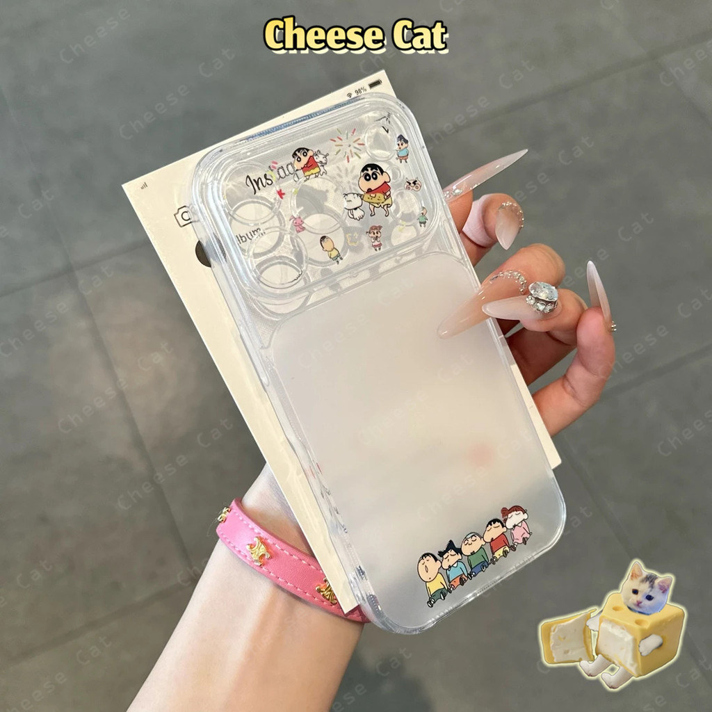 Ốp điện thoại bảo vệ họa tiết ống kính Shin dễ thương Crayon cho iPhone 13 12 11 14 15 16 Pro Max Xs XR Thay đổi 17 PM