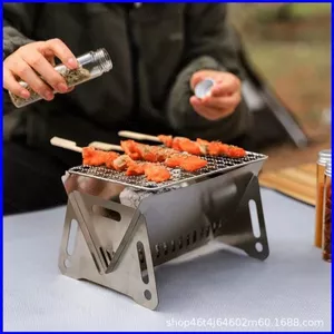 SQ3 Di Động Thép Không Gỉ Gấp Nướng Cắm Trại Ngoài Trời Dã Ngoại BBQ Đi Bộ Đường Dài Sân Sau Nấu Ăn QS3