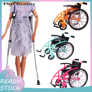 < Pluscloth > Bộ đồ chơi xe lăn Mini cho nhà búp bê, mô hình thu nhỏ có nạng, đồ thủ công DIY, Phụ kiện bàn cát, Trang trí nhà cửa, Đạo cụ xe lăn và nạng cho trẻ em Coll