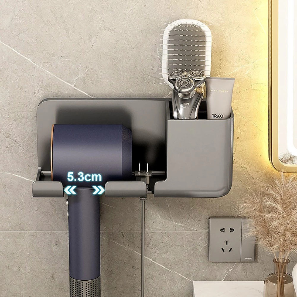 Giá Đỡ Máy Sấy Tóc Treo Tường, Kệ Đựng Đồ Phòng Tắm Không Khoan Gọn Đẹp Chắc Chắn