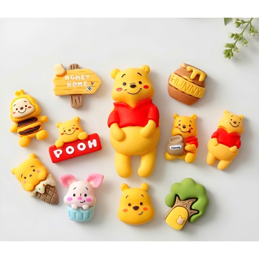 Set Charm Gấu Pooh Honey Cute 🍯 Charm Winnie Pooh dễ thương tone vàng xinh style Hàn Quốc gắn dép crocs DIY```