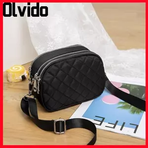 Túi đeo chéo OLVIDO, Túi đeo vai màu trơn nhiều lớp, Túi xách nữ dung tích lớn bằng Nylon