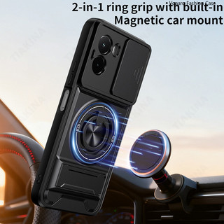 Mới Xoay Ống Kính Trượt Funda Cho POCO M7 4G Ốp Lưng Vòng Từ Tính Cho Xiaomi POCO M7 Plus 5G Ốp Lưng Có Thể Gập Lại Chân Đế Vỏ Giáp