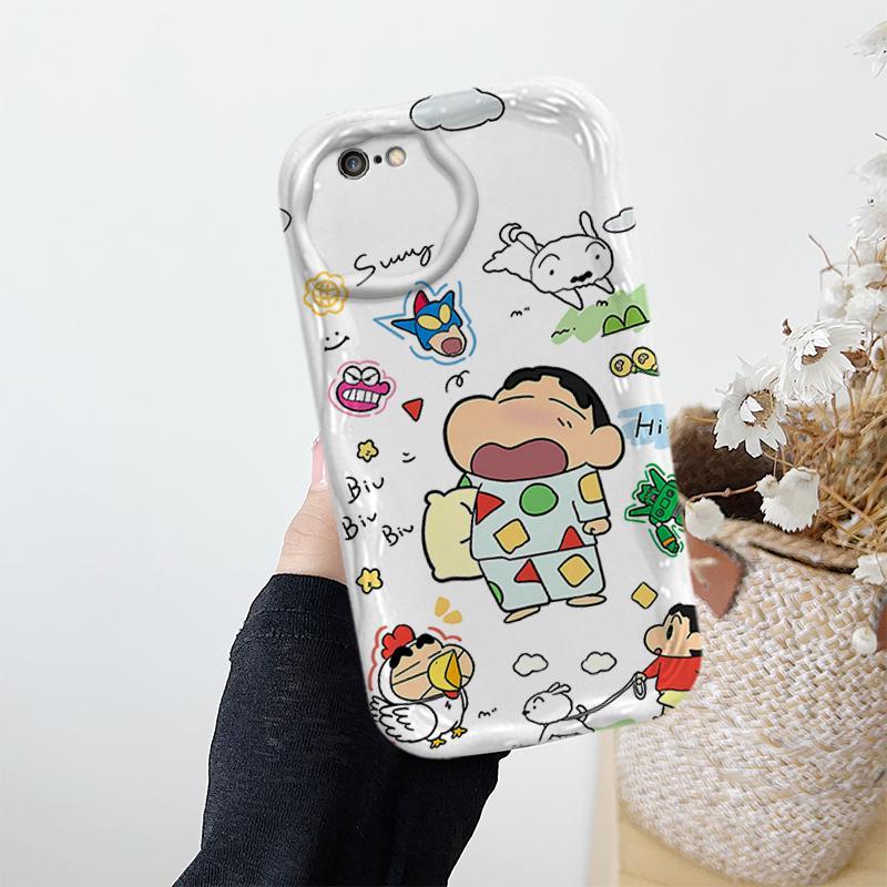 Ốp Cho iPhone 6 6S 7 8 SE iPhone 6Plus iPhone 6sPlus Vỏ Kem Hoạt Hình Crayon Shin-chan Cặp Đôi TPU Mềm 3D Sóng Silicon Vỏ Điện Thoại