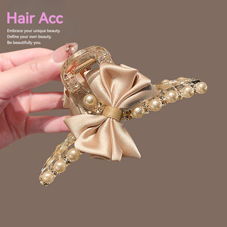 Mới Pháp Ánh Sáng Sang Trọng Ngọc Trai Nơ Lấy Kẹp Nữ Cao Cấp Cảm Thấy Lớn Đầu Lưng Full Tấm Tóc Cá Mập Kẹp Tóc Phụ Kiện Tóc
