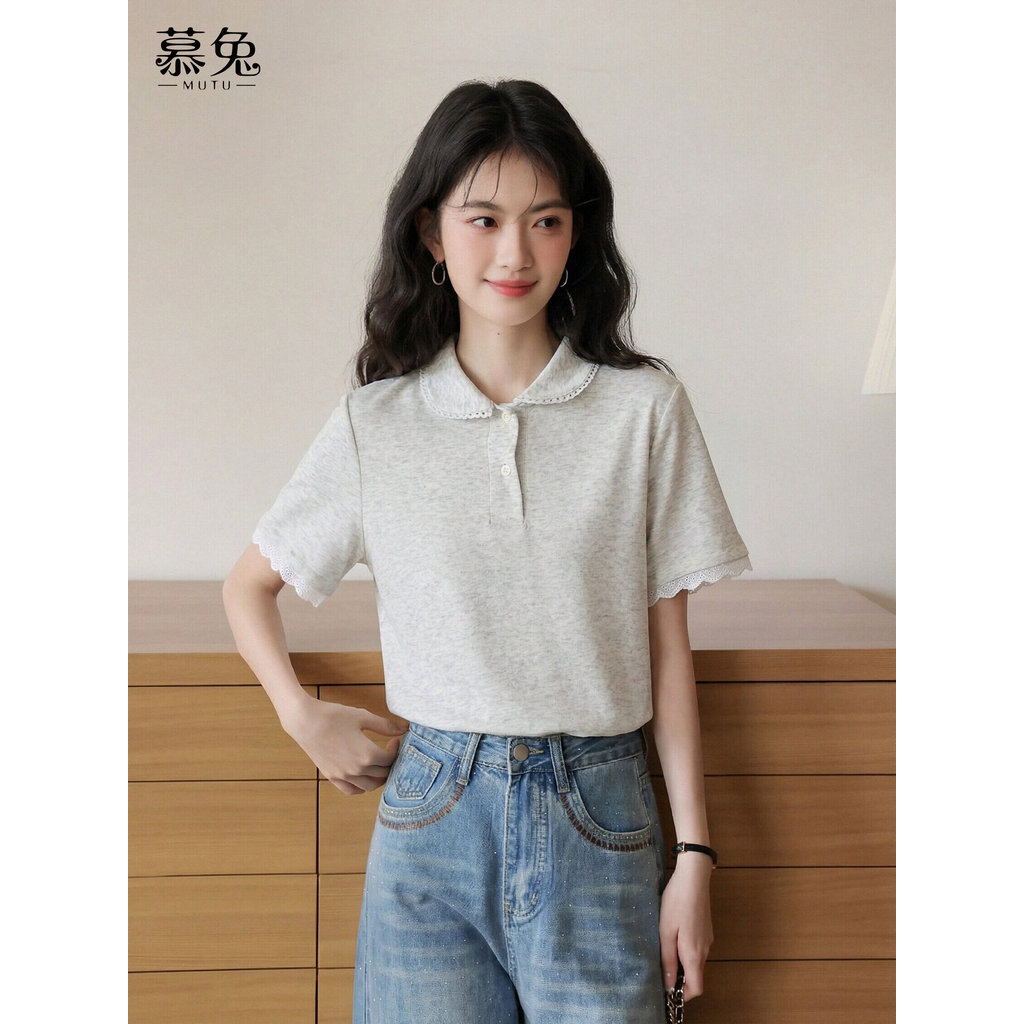 Mutu Áo Thun Ren Nữ Phong Cách Hàn Quốc Sweet Lace Cho Mùa Hè