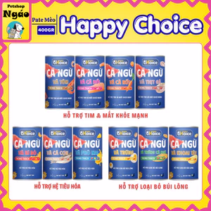 Pate Cho Mèo HAPPY CHOICE Lon 400g - 100% Thịt Thật, Hỗ Trợ Tiêu Hóa & Đào Thải Búi Lông