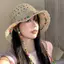 Mũ nữ mùa hè hạt gỗ rỗng lớn, phong cách ngư dân, dễ gấp gọn chống nắng