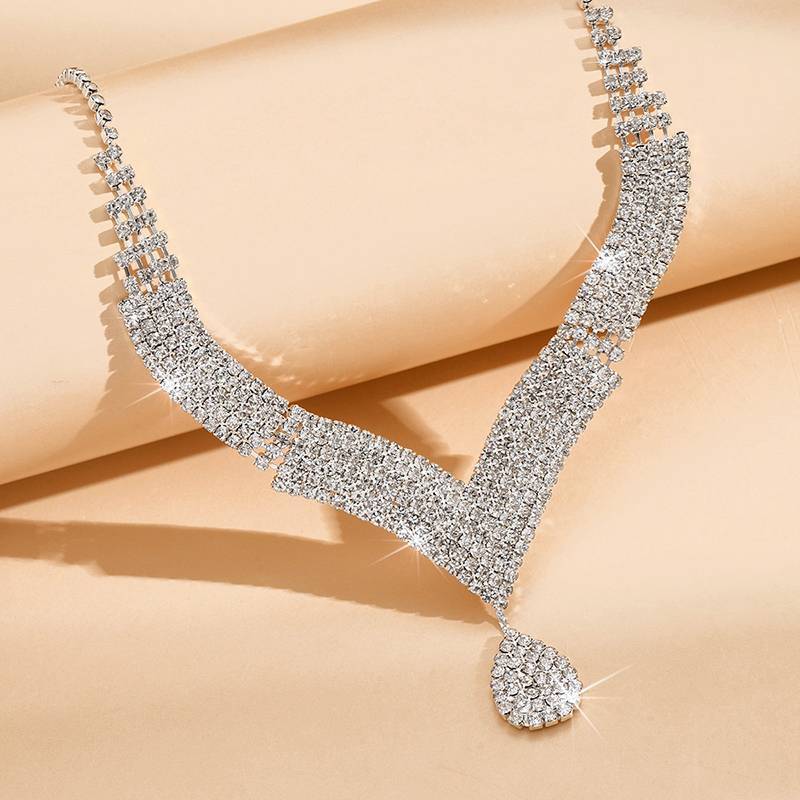 MAKY Bộ Trang Sức Kim Cương Giả Thời Trang - Bông Tai & Dây Chuyền Cho Cô Dâu, Quà Tặng Perfect