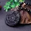 Dây chuyền đá obsidian tự nhiên khắc rồng và phượng hoàng, bùa hộ mệnh Bagua dành cho nữ