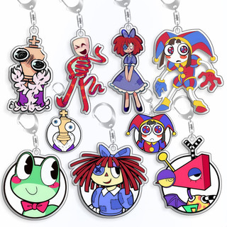 For The Amazing Digital Circus Ragatha Pomni Gangle Kinger  Acrylic Selfmade Cute Cartoon Anime Keychain Pendant Toy