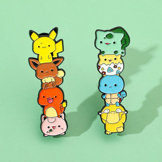 2 Cái / bộ Dễ Thương Pokemon Thổ Cẩm Pikachu Psyduck Kim Loại Men Pin Huy Hiệu Phụ Kiện