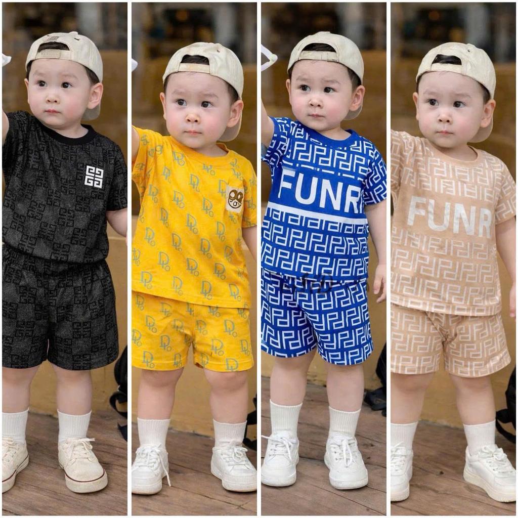 4Bộ/4màu sét Bộ cộc tay Boy Phố cho bé từ 7-50kg họa tiết FUNR unisex chất vải thun lạnh