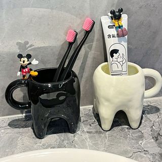 Cốc rửa miệng răng sáng tạo Phong cách cặp đôi Cốc rửa gốm gia đình Giá trị cao Cốc chải cặp ký túc xá sinh viên