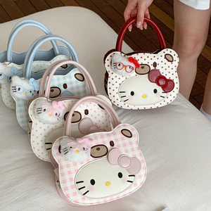 Bán Hoạt Hình Dễ Thương hellokitty Túi Xách Mèo Nữ 2026 Phong Cách Mới Thời Trang Tương Phản Màu Sắc Kiểm Tra Vai Túi Messenger
