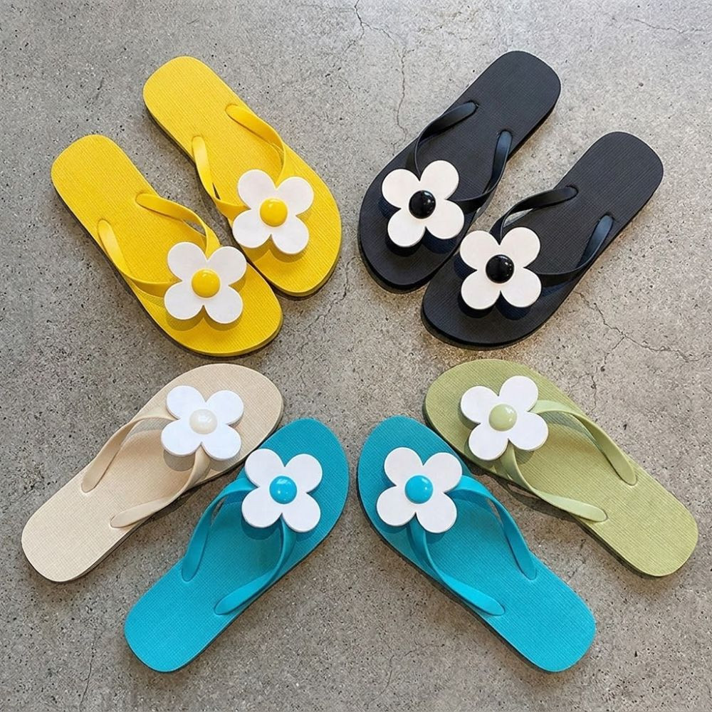 Giày xỏ ngón nữ HOBBYIN, Dép đế mềm đa năng thông thường đế mềm, Dép đi biển mùa hè hướng dương nhẹ chống trượt phong cách ngoài trời trong nhà