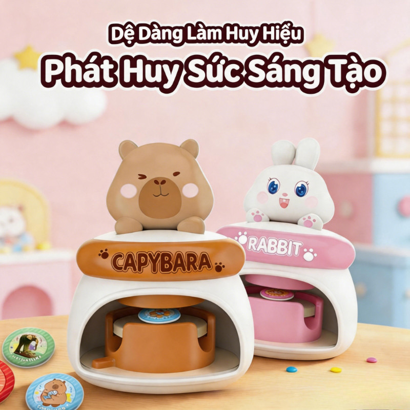 【SKISOPGO】Máy Tạo Huy Hiệu Sticker Sáng Tạo Cho Bé,máy ép Tự Làm Huy Hiệu Handmade Quà Tặng Trẻ Em,An Toàn, Chơi Lâu