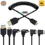 Cáp lò xo cuộn Micro HDMI sang HDMI 2.1, 1,2 mét, 8K @ 60Hz / 4K @ 120Hz, phích cắm siêu mỏng 4.0mm, phích cắm 90 độ cho máy ảnh kỹ thuật số, máy quay phim, HDTV, màn hình