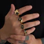 Bộ Nhẫn Nam Ngôi Sao - Vàng / Bạc-Tone Đen Men Star Multi-Ring - Hợp Kim Thân Thiện Với Môi Trường Có Thể Xếp Chồng Đồ Thường Ngày