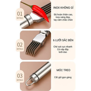 Dao cắt sợi hành, chẻ sợi rau muống, inox không gỉ có nắp đậy lưỡi dao