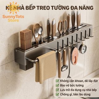 Treo Tường Nhà Bếp Tổ Chức Dao Inox Đũa Giá Đỡ Không Khoan Không Gian Tiết Kiệm Móc