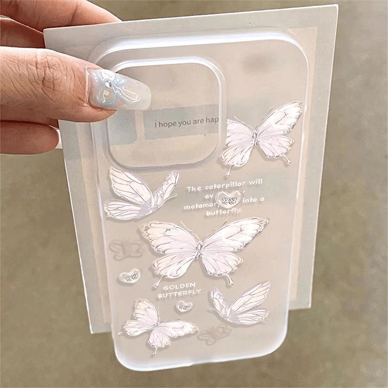 Bướm trắng tích hợp cho trường hợp iPhone 17pro iPhone 16/15 Skin Sense Frosting Case
