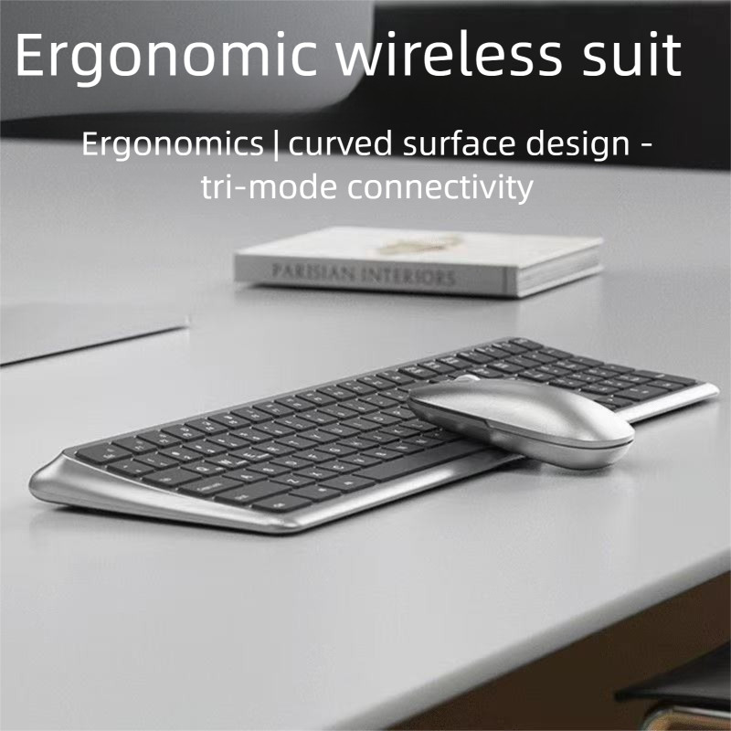 Bàn phím Bluetooth không dây 2.4G Silent Three Mode Ergonomics