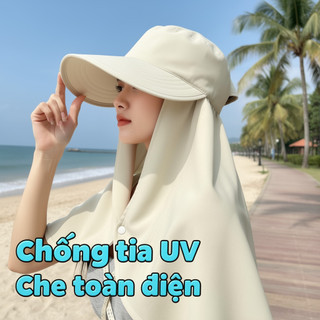 Mũ chống nắng UV vành rộng với mặt nạ cổ detachable, thoáng khí SPF50 - Perfect cho chuyến du lịch ngoài trời