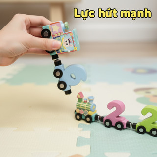 Đồ chơi đếm số xe lửa từ tính bằng gỗ Montessori Giáo dục trẻ mới biết đi Xếp hình bảng chữ cái