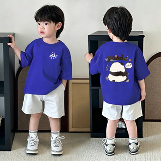 (Từ 1-12 tuổi) Áo thun ngắn tay trẻ em in hình gấu trúc đen trắng dễ thương, chất liệu thoáng khí.