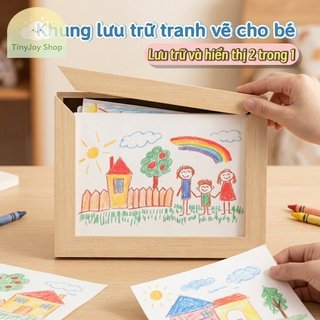 Khung lưu trữ nghệ thuật trẻ em Hộp trưng bày từ tính Album vẽ bằng gỗ Dễ dàng gắn tường A4 Tác phẩm nghệ thuật