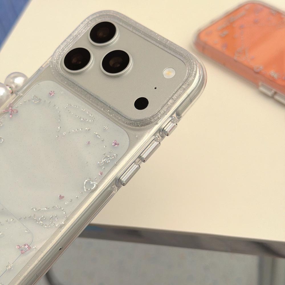 Ốp lưng cứng trong suốt Tương thích với iPhone 13 14 14Pro 14ProMax 15 15Pro 15ProMax 16 16Pro 16ProMax 17 17Pro 17ProMax Vỏ hoa văn cánh tình yêu