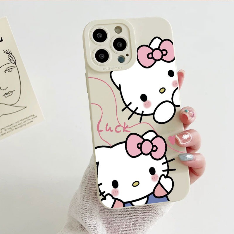 Ốp điện thoại silicon mềm Hello Cat Luck bảo vệ camera chống sốc - iP 7/8/X/XS/11/12/13/14/15/16/17/Plus/Pro/Max/Air