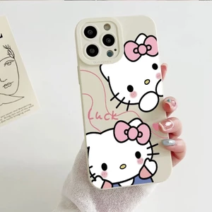 Ốp điện thoại silicon mềm Hello Cat Luck bảo vệ camera chống sốc - iP 7/8/X/XS/11/12/13/14/15/16/17/Plus/Pro/Max/Air