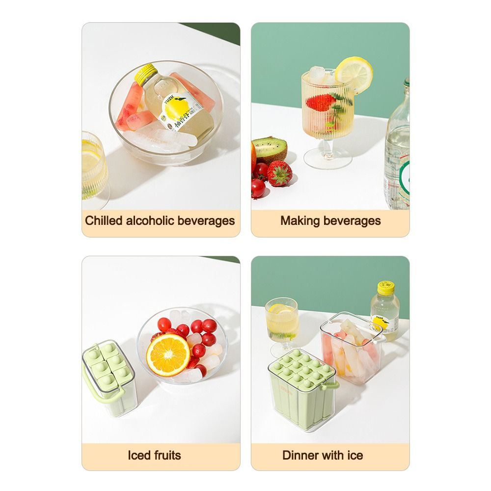 HOBBYIN Khay Đá Thanh Dài, Khuôn Silicon Di Động Cũ Popsicle, Bền Có Nắp Làm Đá Khuôn Dụng Cụ Nhà Bếp