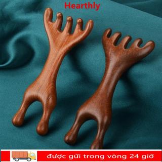 HEARTHLY 1 Cái / 2 Chiếc Lược Massage Trị Liệu Gỗ, Gạc Hươu Hai Đầu Cơ Thể Kinh Tuyến Massage, Dụng Cụ Chống Tĩnh Điện Giúp Lưu Thông Máu Gỗ Đàn Hương Chăm Sóc Sức Khỏe