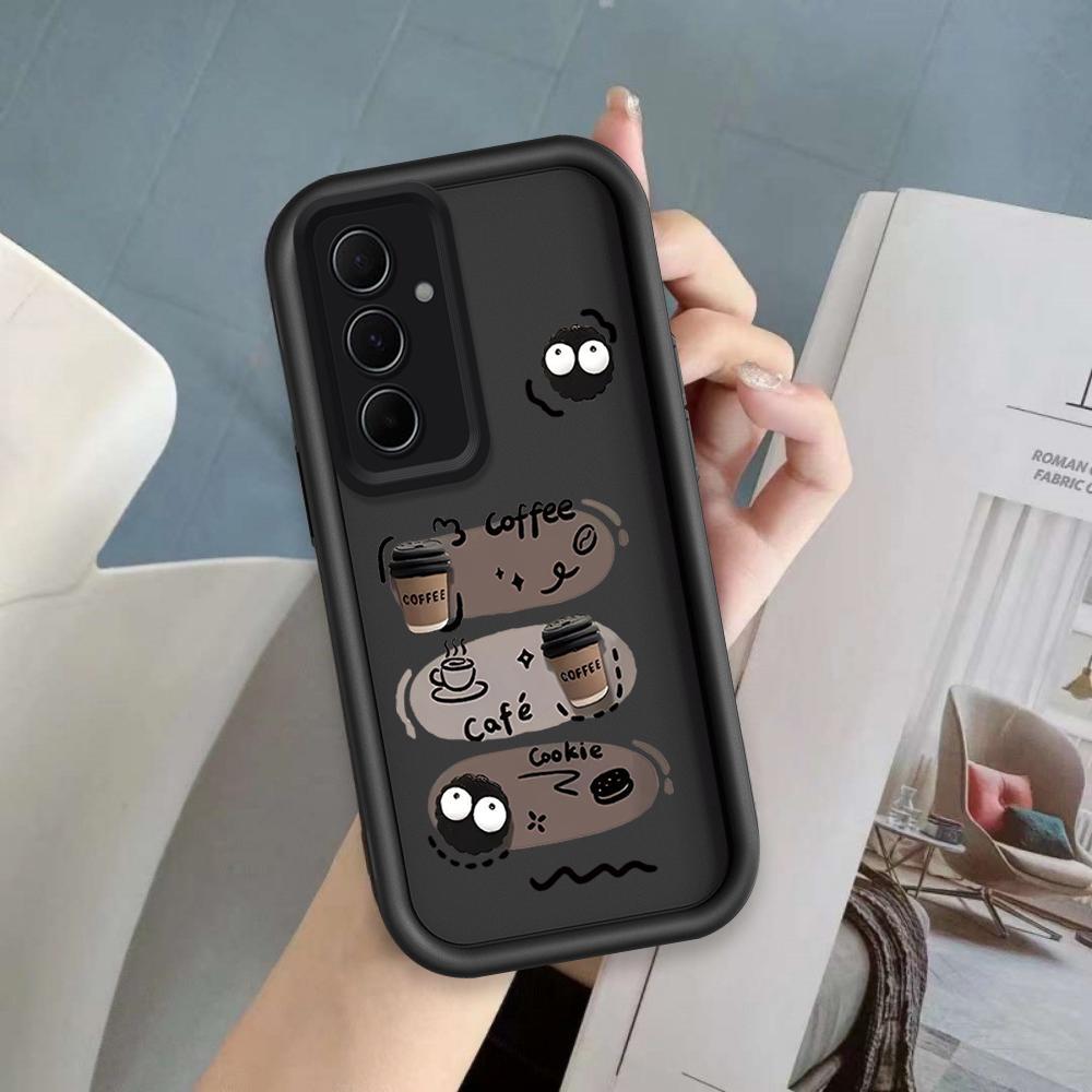 Ốp Lưng Cho Samsung A04S A05S A14 A15 A25 A35 A55 A16 A56 A17 5G Phim Hoạt Hình Silicon Nghệ Thuật Mềm Ốp lưng TPU Đen Bóng Than Mắt Thiên Thần Ốp Lưng Chống Sốc
