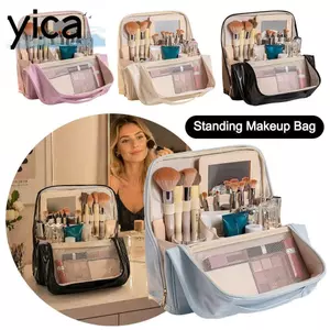 Túi Đựng Mỹ Phẩm YICA, Có Ngăn Túi Trang Điểm Đứng Chống Thấm Nước, Da PU Di Động Dung Tích Lớn Học Sinh Túi Đựng Bút Nữ Bé Gái