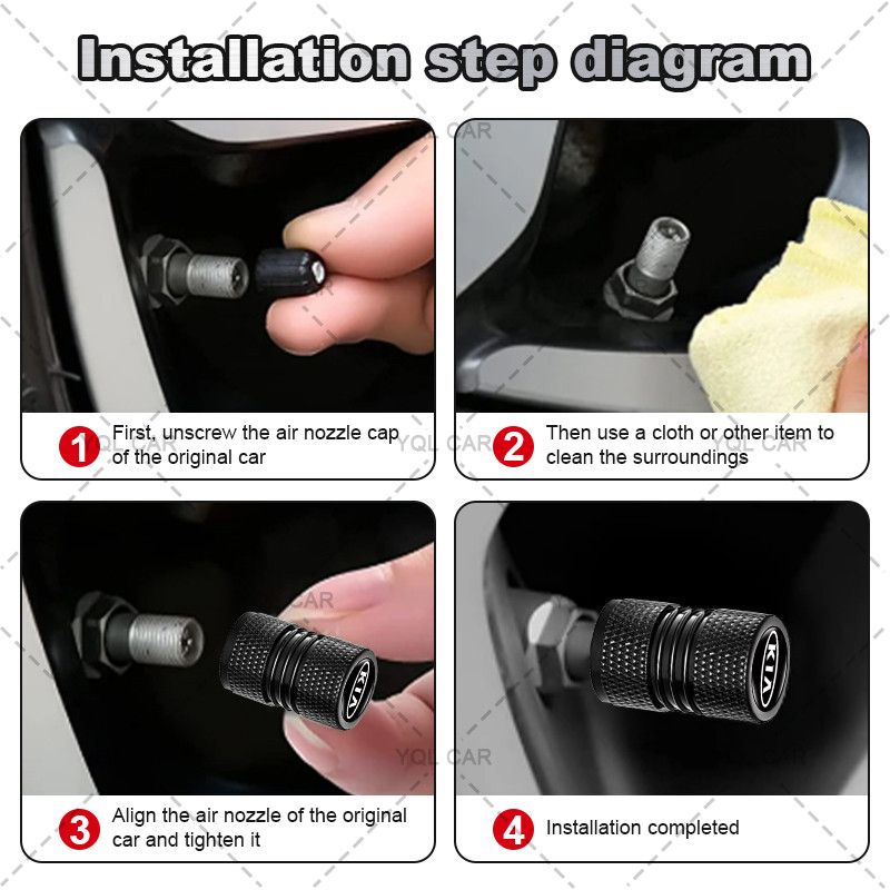 4 Hợp Kim Lốp Xe Ô Tô Chống Rò Rỉ Nắp Thiết Kế Nhiều Màu Sắc Nắp Van Xe Ô Tô Cho Xe Kia Ceed Rio Sportage R K3 K4 K5 Sorento Cerato Optima
