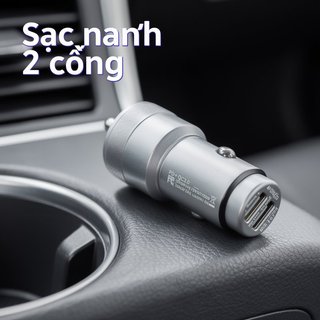 Sạc Xe Hơi Cổng Kép USB Loại C Sạc Nhanh Nhôm Mini Tự Động Ổ Cắm QC PD Đa Năng