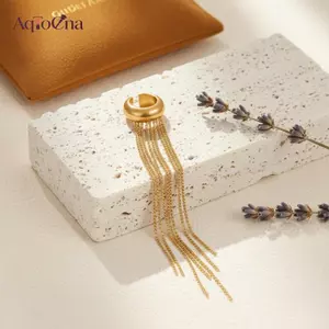 AqToCna 1 / 2 Chiếc Thép Không Gỉ Kẹp Bông Tai Không Niel Màu Vàng Dài sel Thả Bông Tai Dành Cho Nữ Tuyên Bố Vòng Tai AqToCna