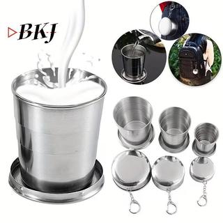 [KJ] Cốc gấp bằng thép không gỉ 250ml Cắm trại du lịch di động có thể gập lại có móc khóa [Mới]