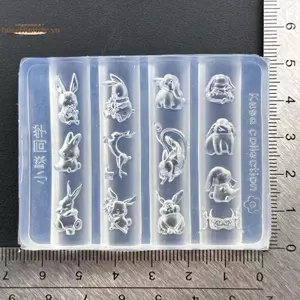 TRTR 3 Chiếc Silicon Móng Tay Nghệ Thuật Khuôn Hoạt Hình Dễ Thương Thỏ Mặt Trăng Bánh 3d Acrylic Hoa Móng Tay Mẫu Diy Dụng Cụ Thiết Kế Làm Móng Tay VN