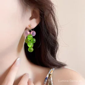 Hợp Kim Nhựa Bông Tai Dây Nho Pháp Bông Tai Cao Cấp Niche Thiết Kế Cảm Giác Tính Khí Làm Trắng Bông Tai Nữ