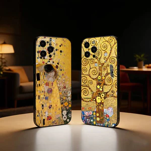 Ốp điện thoại TP-1 Art of G-Gustav Klimt cho iPhone17,16,15,13,12 Plus, Max Soft Silicone Black Cover