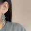 Thời trang khí chất băng trong suốt hình bướm xanh tua rua bông tai nữ đa năng mát mẻ và tinh tế