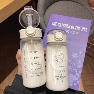 Bình Nước Hoạt Hình HUXUAN Có Ống Hút, Đồ Uống Di Động Chống Rò Rỉ Cho Trà Cà Phê Sữa RFT