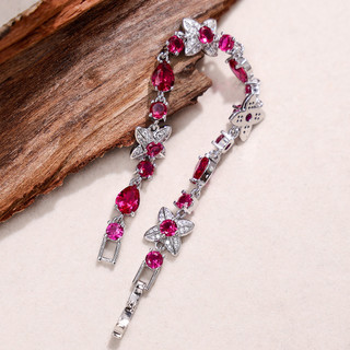 Châu Âu Mỹ ins Phong Cách Mới Red Corundum Vòng Tay Cỏ Ba Lá Bốn Lá Nữ