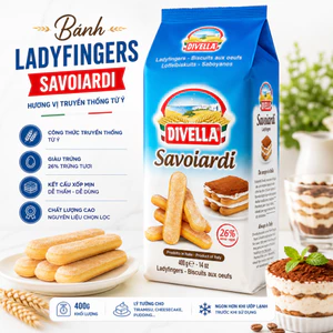Bánh Divella Ladyfingers SAVOIARDI Sampa Gói 400g, Bánh Quy Truyền Thống Của Ý Làm Tiramisu